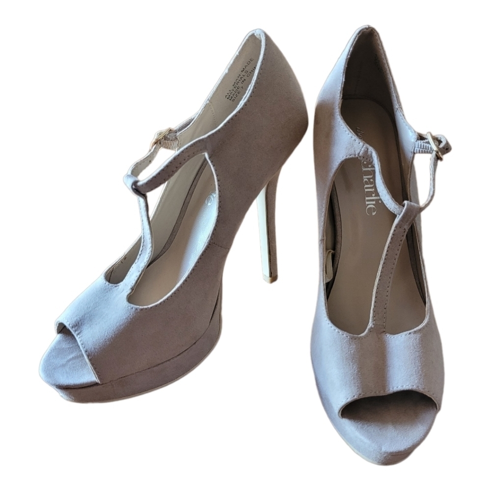 2/$8 Stiletto Heels Beige Strappy Neutral Size 7 - Picture 2 of 7